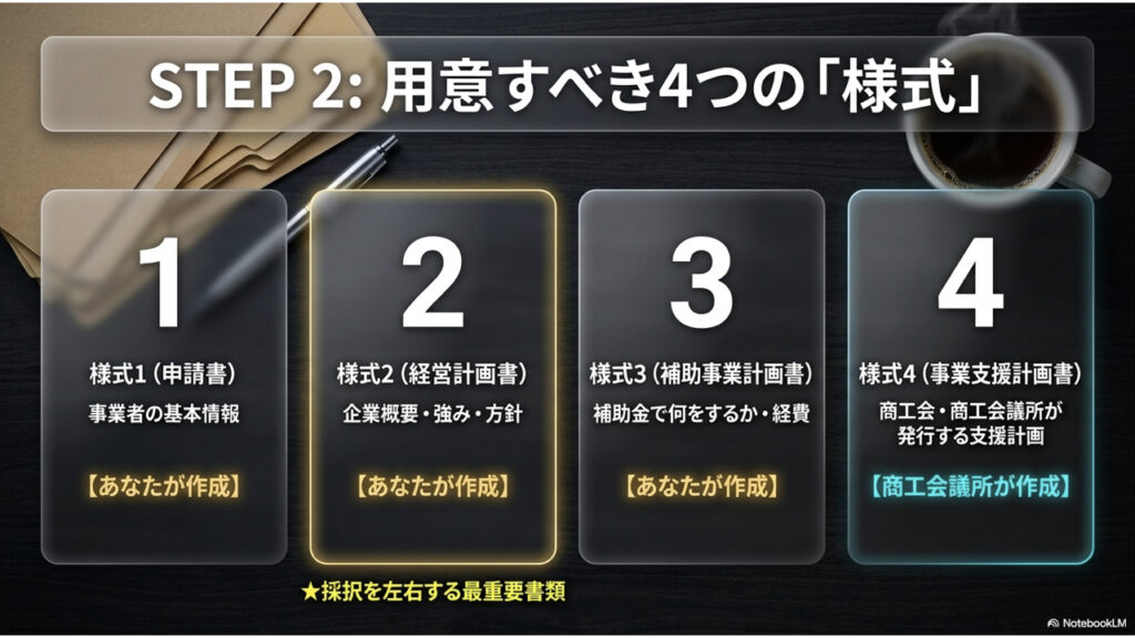 持続化補助金　Jグランツ4つの様式を用意しろ